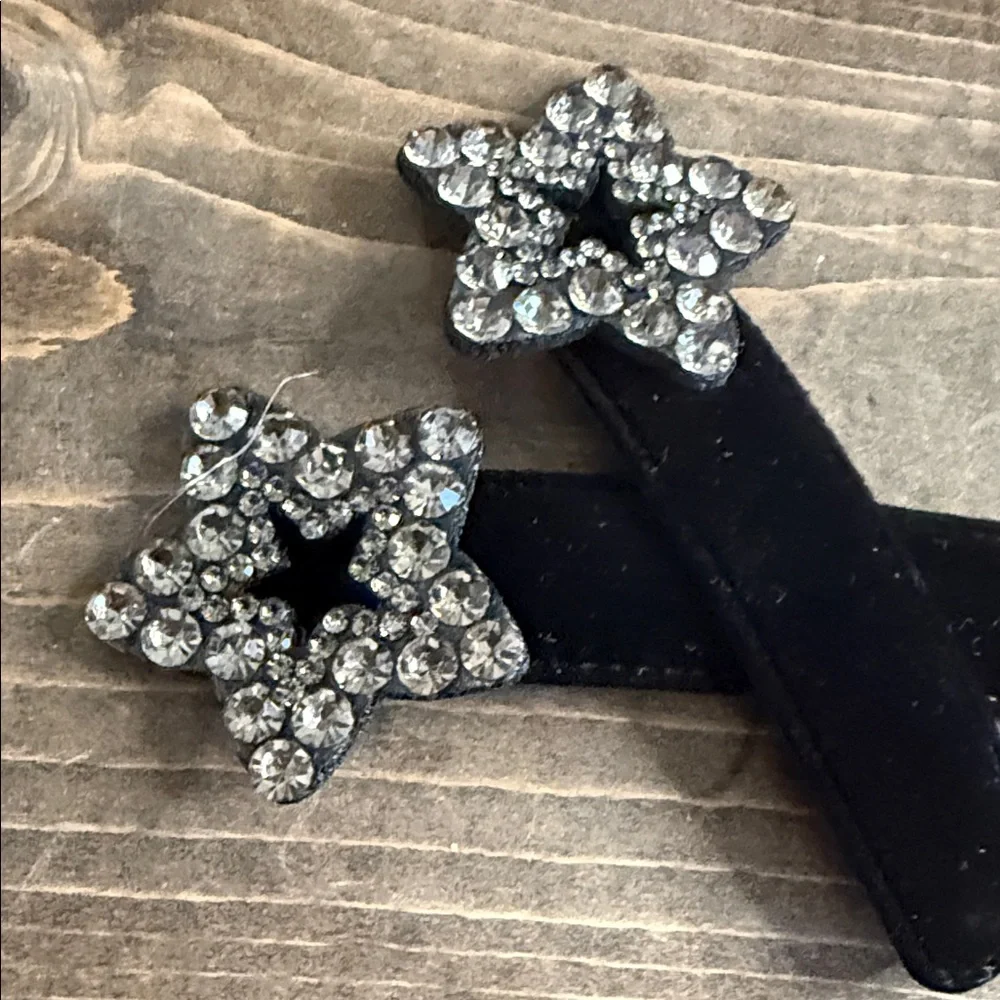 Embellished Crystal Star Black Velvet Hair Clips Set; NWOT - Picture 3 of 5